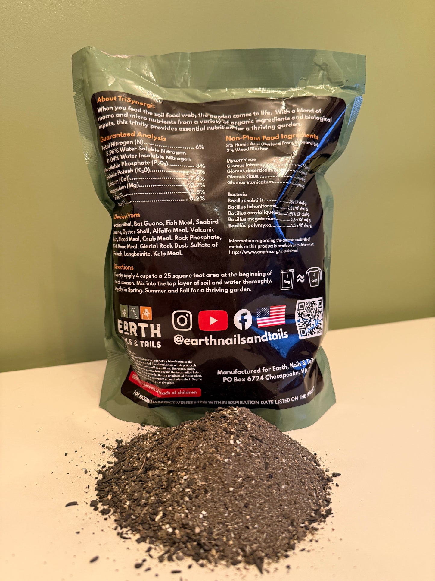 TriSynergi 6-3-3.5 Biological Garden Fertilizer with Mycorrhizae + Beneficial Bacteria (3 lb)